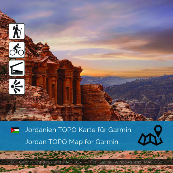 Topographic MapJordan for Garmin navigation devices. Map is Plug & Play. Download including the Map-Installer for Win / Mac PC