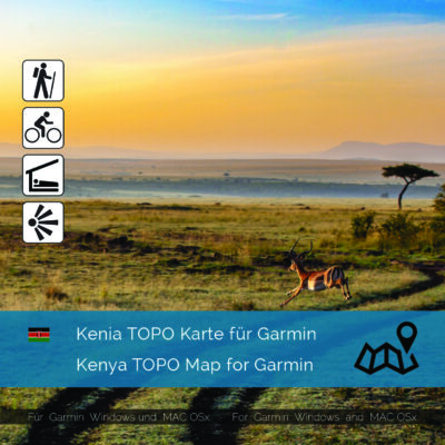 Topographic Map Kenya for Garmin navigation devices. Map is Plug & Play. Download including the Map-Installer for Win / Mac PC