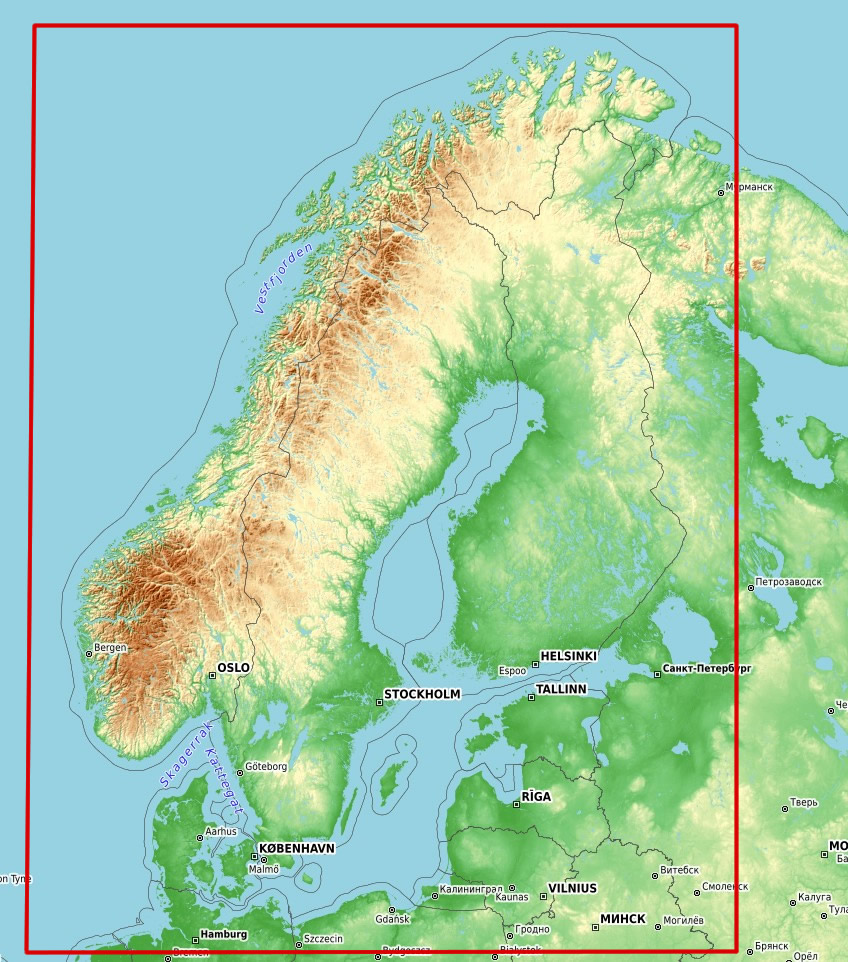 Scandinavia Topographic map Garmin coverage