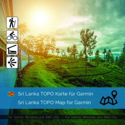 Topographic Map Sri Lanka for Garmin navigation devices. Map is Plug & Play. Download including the Map-Installer for Win / Mac PC